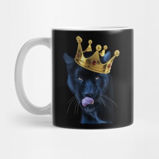 Black Panther Big Cat with Crown, Tropical Animal Mug